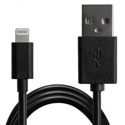 Дата кабель USB 2.0 AM to Lightning 1.0m Cu, 2.1А, Black Grand-X (PL01BS)