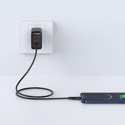 Дата кабель USB 2.0 AM to Lightning 1.2m 2.4A TPE C3-02 Black Acefast (6974316280828)