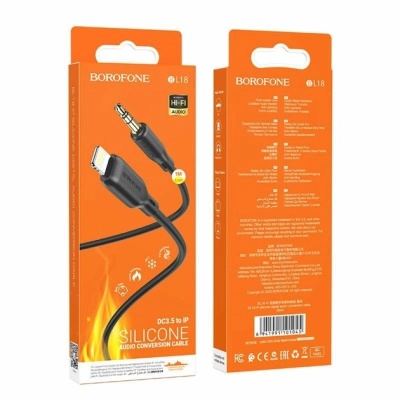 Кабель мультимедійний Lightning to 3.5mm M 1.0m silicone black BOROFONE (6941991101045)
