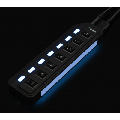 Концентратор Vinga USB3.0 to 7*USB3.0 HUB with switch and power adapter (VHA3A7SP)