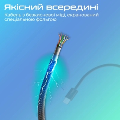 Дата кабель USB-C to Lightning ecoline-ci120.black Promate (ecoline-ci120.black)