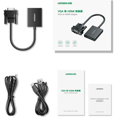 Перехідник VGA M to HDMI F CM513 black UGREEN (50945)