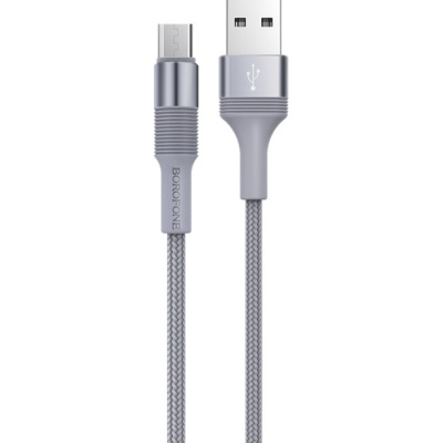 Дата кабель USB 2.0 AM to Micro 5P 1.0m BX21 Outstanding 2.4A Gray BOROFONE (BX21MMG)