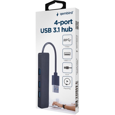 Концентратор Gembird USB 3.0 4 ports black (UHB-U3P4-04)