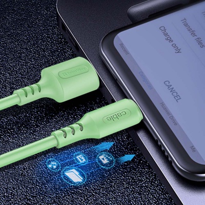 Дата кабель USB 2.0 AM to Lightning 1.0m soft silicone green ColorWay (CW-CBUL042-GR)