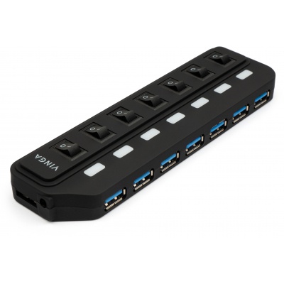 Концентратор Vinga USB3.0 to 7*USB3.0 HUB with switch and power adapter (VHA3A7SP)