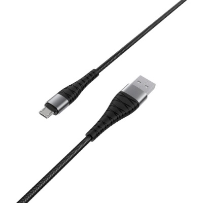 Дата кабель USB 2.0 AM to Micro 5P 1.0m 2.4A nylon BX32 black BOROFONE (6931474710437)