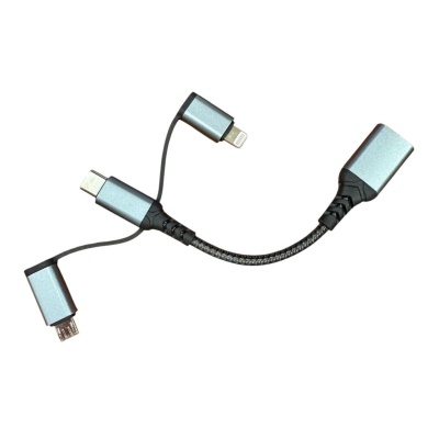 Перехідник OTG USB 3.0 AF to USB-C + Micro 5P + Lightning 0.11m 60W XoKo (XK-AC-155)