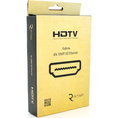 Кабель мультимедійний HDMI M to HDMI M 1.5m V2.0 4K black Ritar (HDMI(M)/(M)V2.0-1.5m-347B)