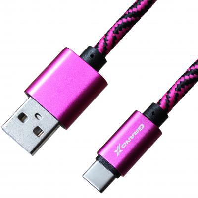 Дата кабель USB 2.0 AM to Type-C 1.0m Rose/Black Grand-X (FC05RSB)