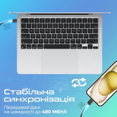 Дата кабель USB-C to Lightning ecoline-ci120.black Promate (ecoline-ci120.black)