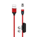 Дата кабель USB 2.0 AM to Lightning + Micro 5P + Type-C NB128 Magnetic Red XO (XO-NB128-RD)