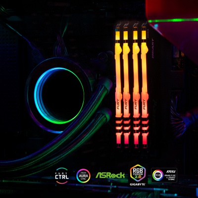Модуль памяти для компьютера DDR4 64GB (4x16GB) 3200 MHz Beast RGB Black Kingston Fury (ex.HyperX) (KF432C16BB1AK4/64)