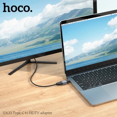 Перехідник USB-C to HDMI F gray HOCO (6942007645584)