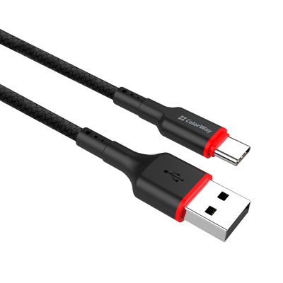 Дата кабель USB 2.0 AM to Type-C 1.0m 2.4А black ColorWay (CW-CBUC064-BK)