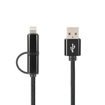 Дата кабель USB 2.0 AM to Lightning + Micro 5P Pro Combo Black Gelius (65131)