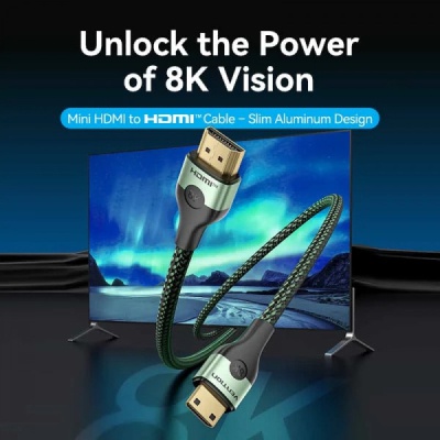 Кабель мультимедійний HDMI M to HDMI mini M 2.0m V2.1 8K 60Hz green Vention (AGJGH)