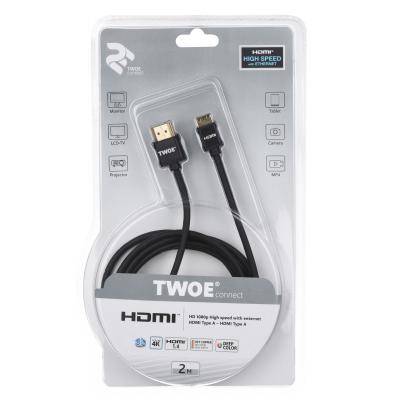 Кабель мультимедийный HDMI to mini HDMI 2.0m 2E (2EW-1120-2m)