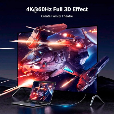 Кабель мультимедійний DisplayPort M to HDMI M 2.0m V2.0 4K60Hz DP119 black UGREEN (15774)