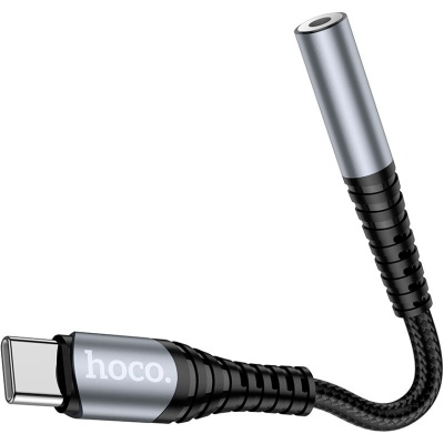 Перехідник USB-C M to 3.5mm F LS33 metal gray HOCO (6931474761163)