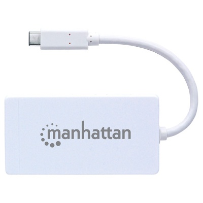 Концентратор Intracom Manhattan Type-C Hub 3-port USB3.0 + RJ45 Gigabit Ethernet White (507608)