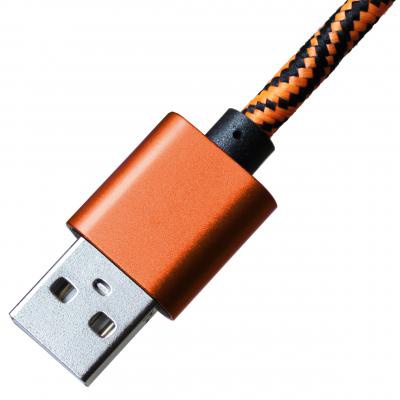 Дата кабель USB 2.0 AM to Lightning 1.0m Orange/Black Grand-X (FL05OB)