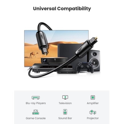 Кабель мультимедійний Optical Toslink 1.0m AV122 black UGREEN (70890)