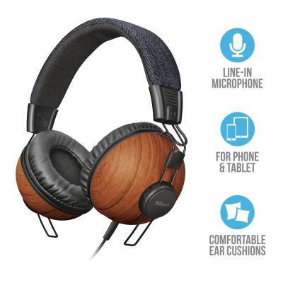 Наушники Trust Noma Over-Ear Mic Denim Wood (22637)