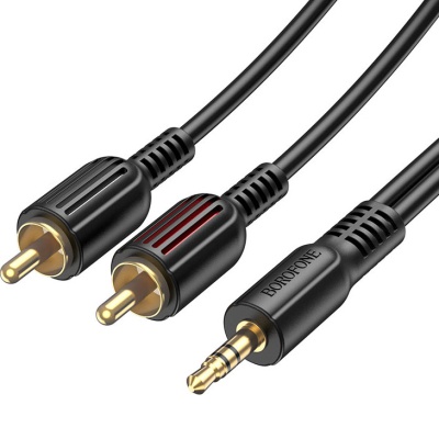 Кабель мультимедійний 3.5mm M to 2xRCA 1.5m Black BOROFONE (6974443382204)