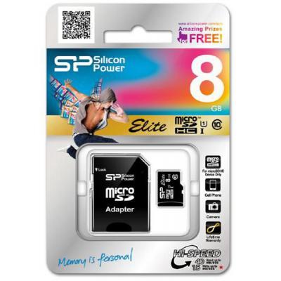 Карта пам'яті Silicon Power 8Gb microSDHC class 10 (SP008GBSTHBU1V10SP)