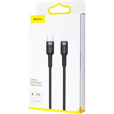 Дата кабель USB-C to Lightning 1.0m 18W 2.1A Cafule Black-Grey Baseus (CATLKLF-G1)