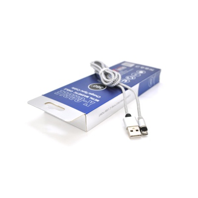 Дата кабель USB 2.0 to Lightning 1.0m 2A magnetic nylon silver PiPo (18168)
