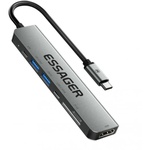 Концентратор Essager USB-C 7-in-1 HDMI + USB 3.2 + USB-C + SD/TF gray (EHB07-QH0G-Z)