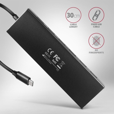 Концентратор AXAGON USB-C to 7xUSB 3.0 black (HUE-F7C)