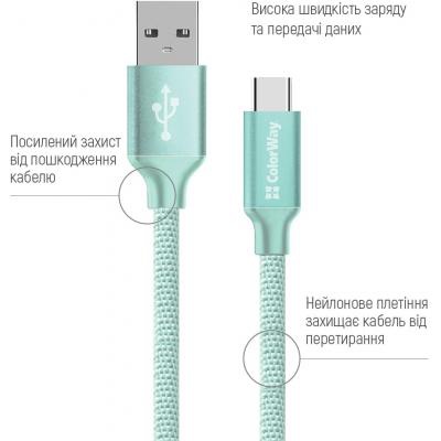 Дата кабель USB 2.0 AM to Type-C mint ColorWay (CW-CBUC003-MT)