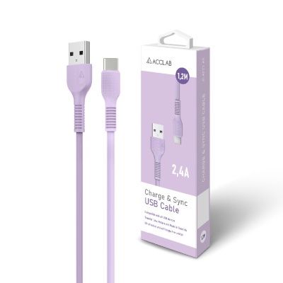 Дата кабель USB 2.0 AM to Type-C 1.2m AL-CBCOLOR-T1BK Purple ACCLAB (1283126518270)