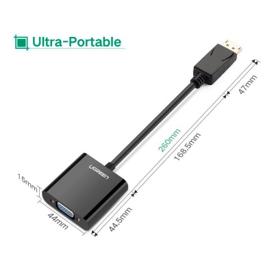 Перехідник Display Port M to VGA F black UGREEN (20415)