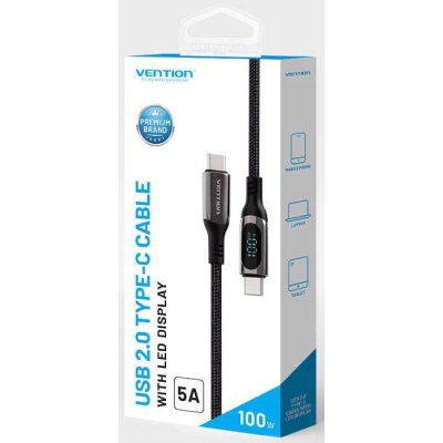 Дата кабель USB-C to USB-C 1.2m USB3.1 100W Display Zinc Alloy Vention (TAYBAV)