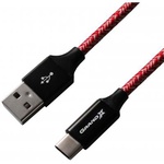 Дата кабель Grand-X USB - Type C, Cu, 2.4A, Red/Black, 1m (FC06RB)