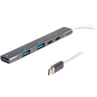 Концентратор Maxxter USB-C to 1xUSB 3.0 + 2xUSB 2.0 + 1xUSB-C PD100W + 1xUSB-C (HU3C-4P1PD-01)