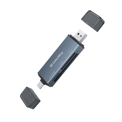 Зчитувач флеш-карт ColorWay USB 2.0/USB-C to CF/SD/MicroSD (CW-CR-01)