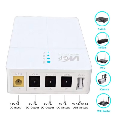 Пристрій безперебійного живлення RCI для роутера WGP 27W вх:5.5x2.1, вих:5.5x2.5 12V/2A, 9V/1A, USB (UPS302 / 560580)