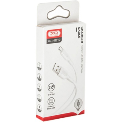 Дата кабель USB 2.0 AM to Micro 5P 1.0m NB212 2.1A White XO (XO-NB212m-WH)