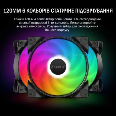 Кулер для корпуса Zezzio ZC-120 SRGB 3 in 1 Ki