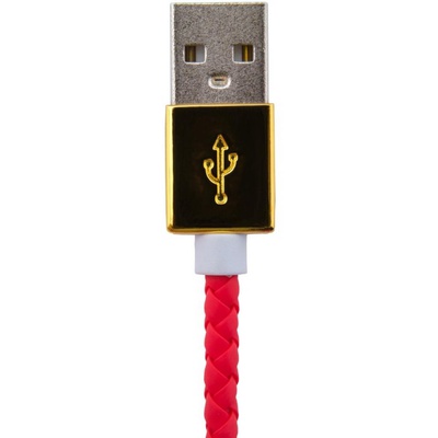 Дата кабель LogicPower USB 2.0 -> Lightning 1м R (кож. плетение) красный /Retail (5127)