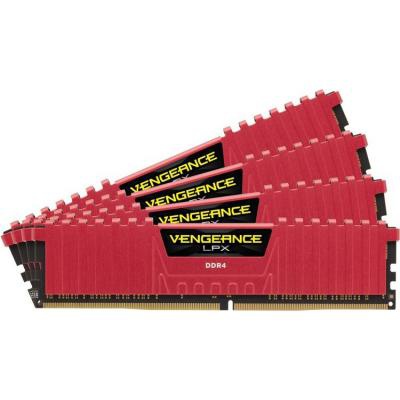 Модуль памяти DDR4 16GB (4x4GB) 2800 MHz Vengeance LPX Red CORSAIR (CMK16GX4M4A2800C16R)