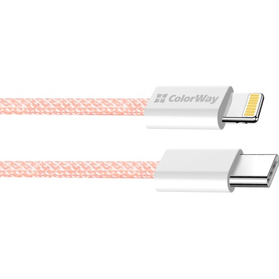 Дата кабель USB-C to Lightning 1.0m 27W pink ColorWay (CW-CBPDCL061-P)