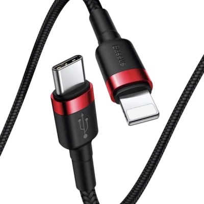 Дата кабель USB-C to Lightning 1.0m Cafule PD 20W red+black Baseus (CATLKLF-91)