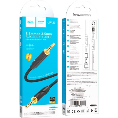 Кабель мультимедійний 3.5mm M to 3.5mm M 1.0m Black HOCO (6942007625463)