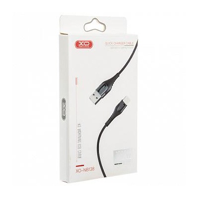 Дата кабель USB 2.0 AM to Lightning 1.0m 2A zinc alloy black XO (NB138-L-1-BK)